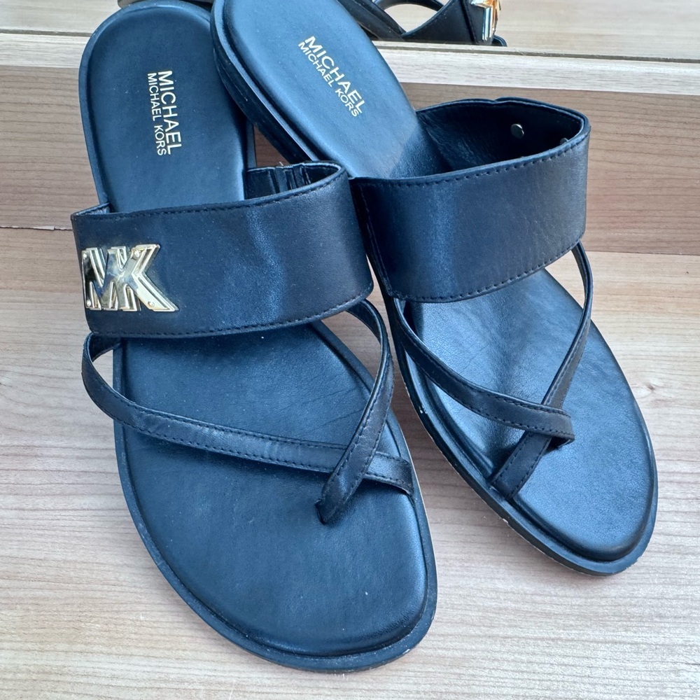 Michael Kors Black Learher Sandals